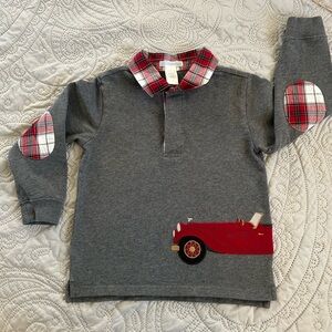 Janie and Jack Gray Plaid Collar Kids Jersey
